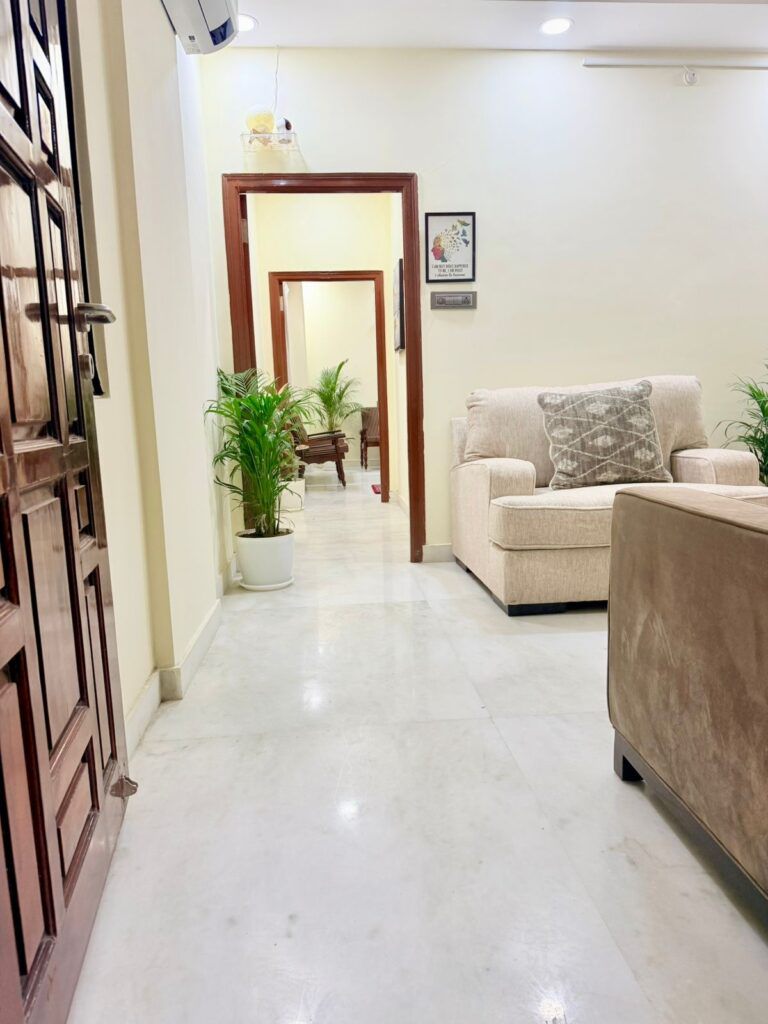 Warm, welcoming waiting area at Liam Mind Care