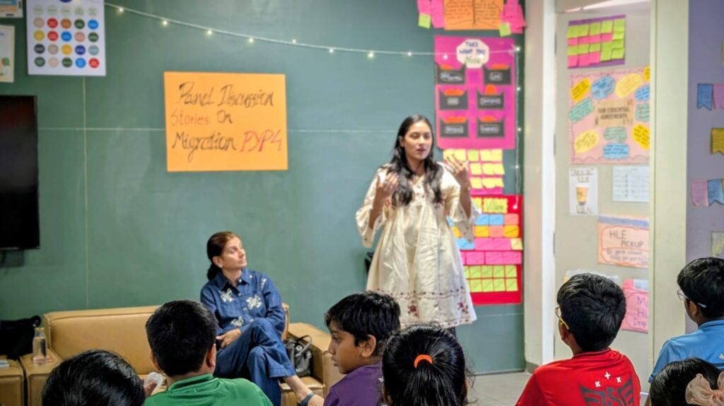 Iqra Ali leading a student wellness session at Shri Ram Academy